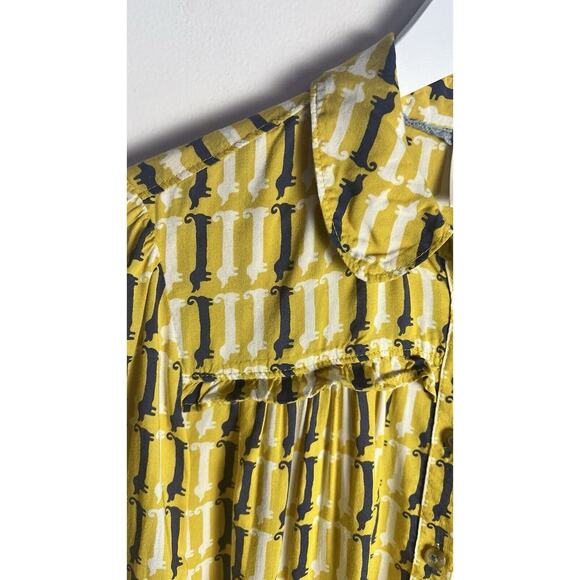 Anthropologie Maeve Fredericka Button Down Shirt Dachshund Dog Size‎ 2 - Picture 5 of 10